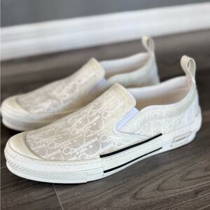 Dior Pre-Owned Men’s  B23 White Monogram Slip-On Sneakers Size 45 / US 12